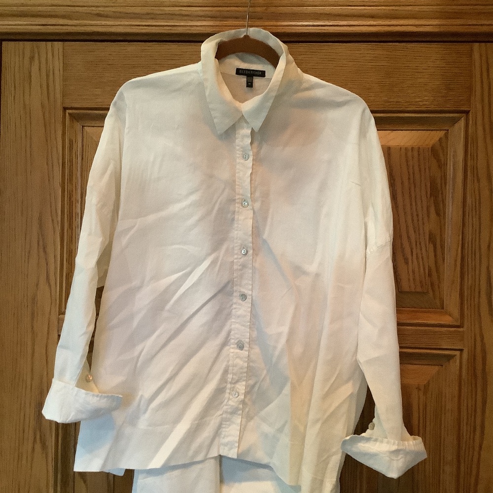 Eileen Fisher Linen White Blouse